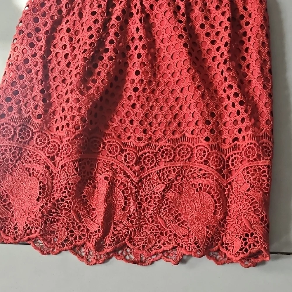 Abercrombie & Fitch Vibrant Red Lace Midi Dress - Picture 3 of 10